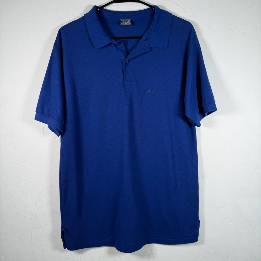 Le Tiger Royal Blue Embroidered logo Vintage Short Sleeve Polo Shirt Size L